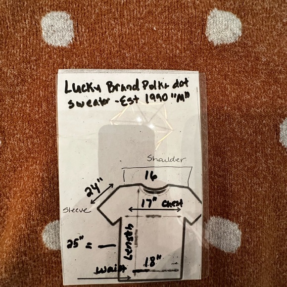 LUCKY BRAND Brown polka dot sweater w/ tie back size M - Picture 9 of 9